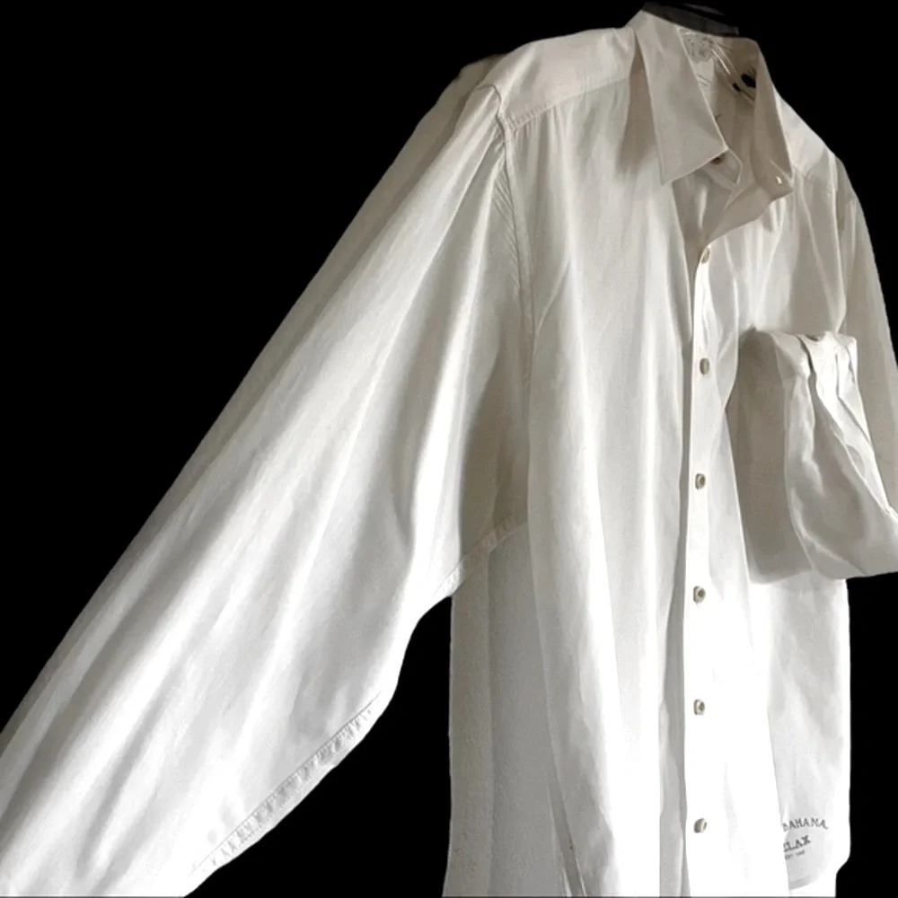Tommy Bahama Bright White Lux Cotton Embossed Khaki Marlin Relax Edition Shirt